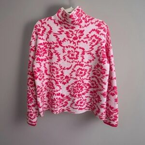 THML Pink and White Floral Turtleneck Sweater Size L- Worn Once